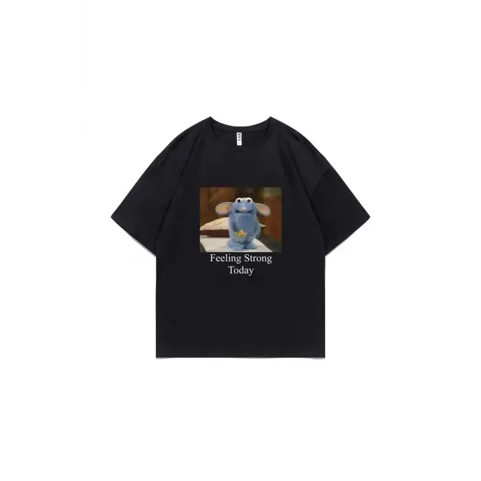 Siyah Tutter Duygu Güçlü Bugün Anxious Tutter Tshirt Komik Fare Grafik