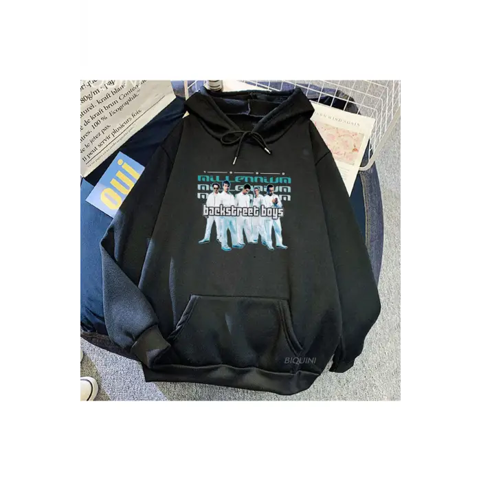 Siyah Unisex Backstreet Boys Millennium 2.0 Kapüşonlular Sonbahar Rahat Moda Kapş