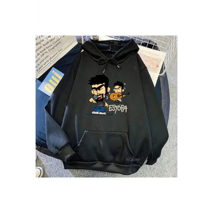 Siyah Unisex Kapşonlu Pullovers pa kayaRumba Duo kıyafetleri rahat moda g