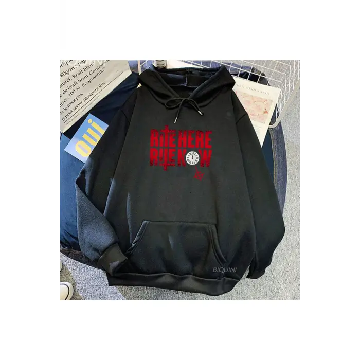 Siyah Unisex Rite burada Rite şimdi mektup baskı hayalet Rock Band Streetwear rah