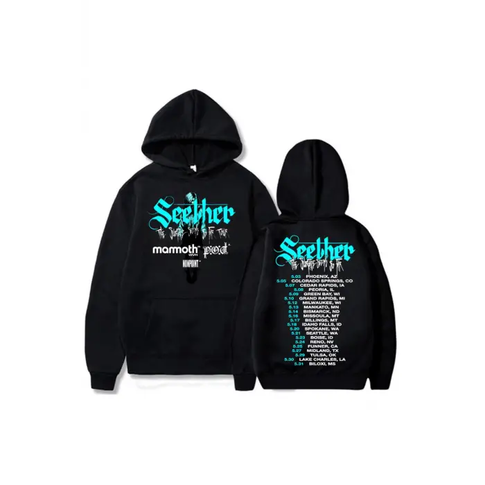 Siyah Unisex Streetweed Seether The Surface Seems So Far Albümü Kapüşonlularek Grafi