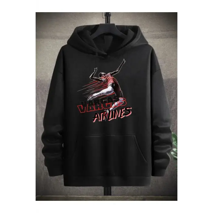 Siyah Vargas Baskılı Oversize Kapuşonlu Unisex Sweatshirt Bsgvargas