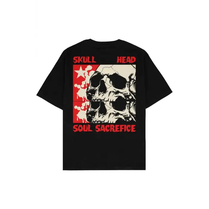 Skull Head Siyah Oversize Unisex T-shirt