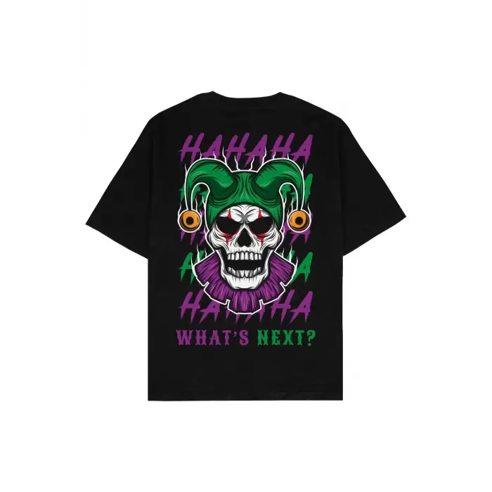 Skull Joker Siyah Oversize Unisex T-shirt
