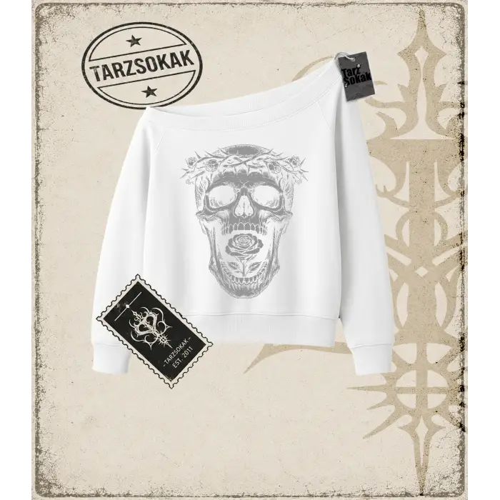 SKULL Kadın Kayık Yaka Sweatshirt