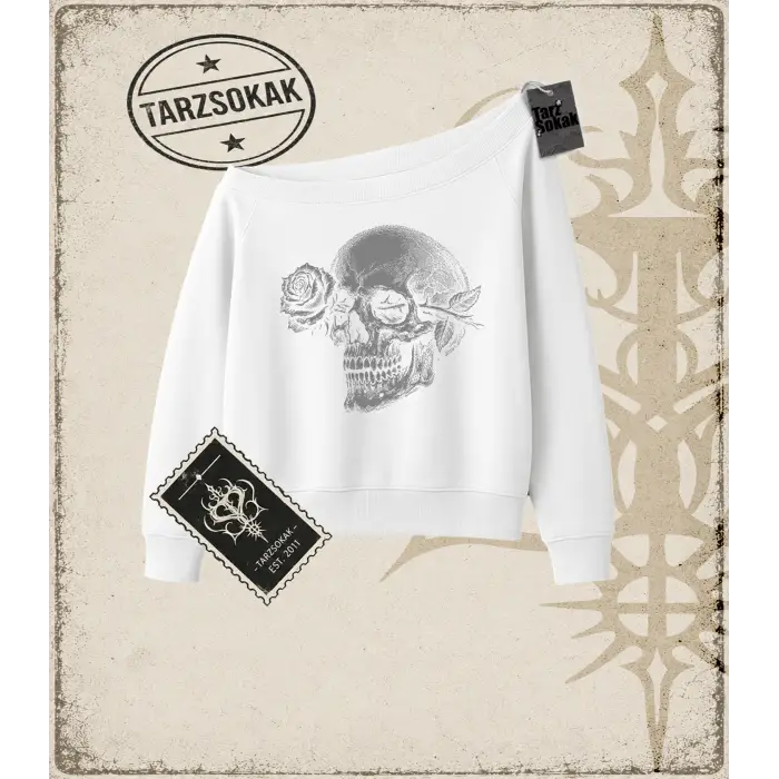SKULL Kadın Kayık Yaka Sweatshirt