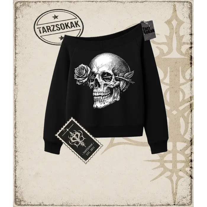 SKULL Kadın Kayık Yaka Sweatshirt