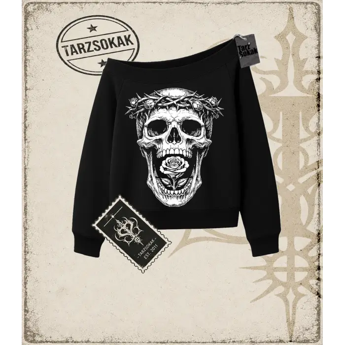 SKULL Kadın Kayık Yaka Sweatshirt