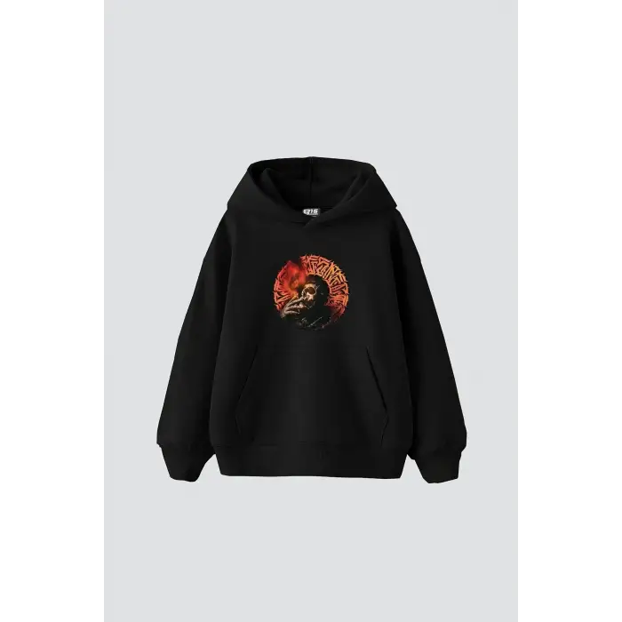 Skull Man Smoke Baskılı Oversize Unisex Premium Siyah