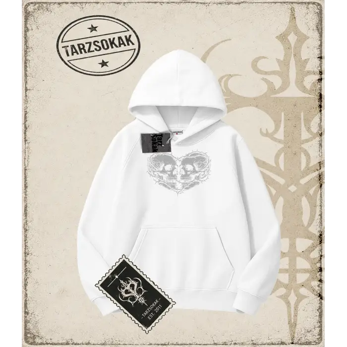 SKULL   Oversize Unisex Kapşonlu Sweatshirt