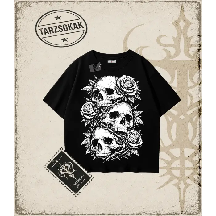 SKULL   Oversize Unisex Tişört