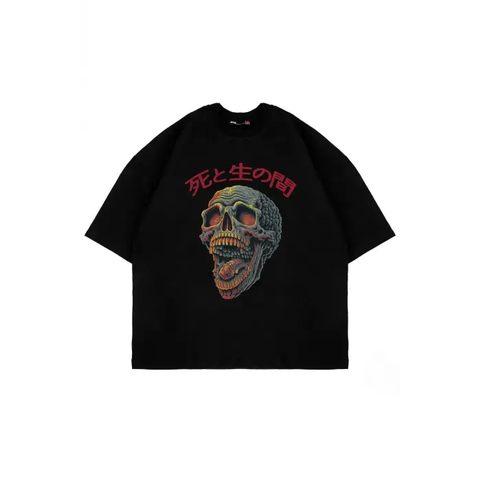 Skull Scream Baskılı Oversize Unisex Siyah