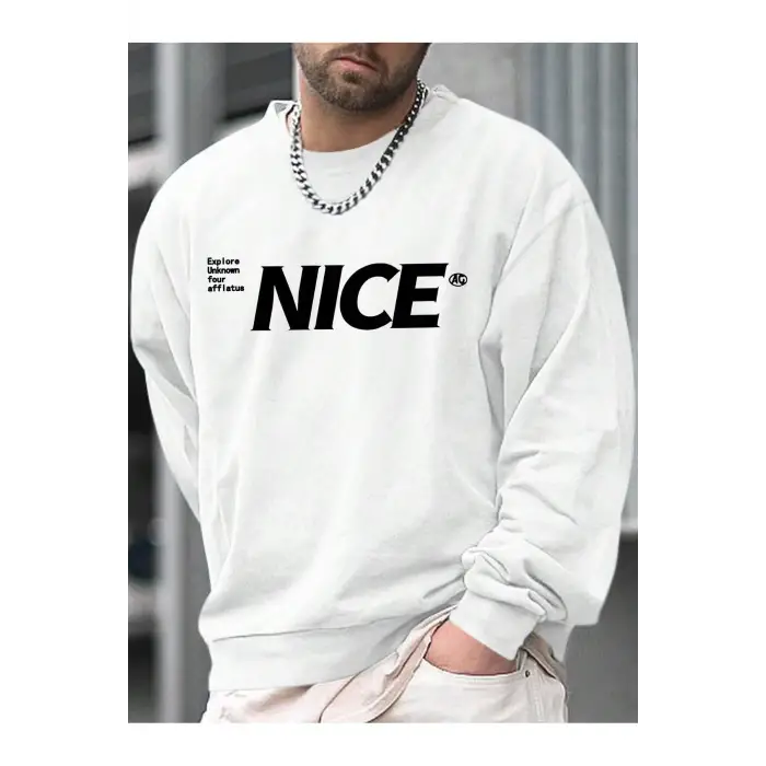 Slogan Graphic Sweatshirt Beyaz