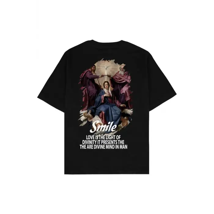 Smile Siyah Oversize Unisex T-shirt