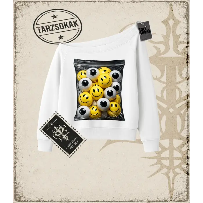 SMILEY Kadın Kayık Yaka Sweatshirt