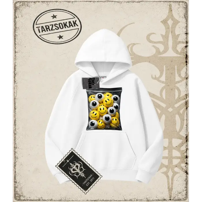 SMILEY Oversize Unisex Kapşonlu Sweatshirt