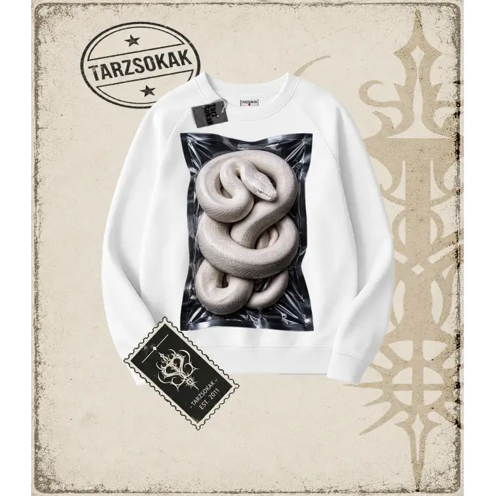 SNAKE Oversize Unisex Bisiklet Yaka Sweatshirt
