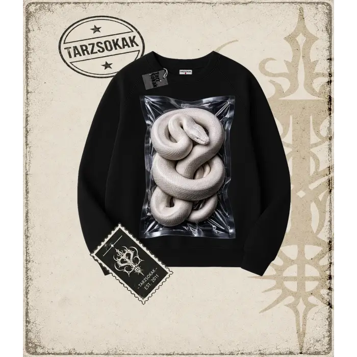 SNAKE Oversize Unisex Bisiklet Yaka Sweatshirt
