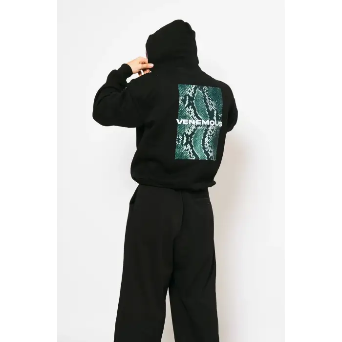 Snake Venomous Baskılı Oversize Unisex Premium Siyah