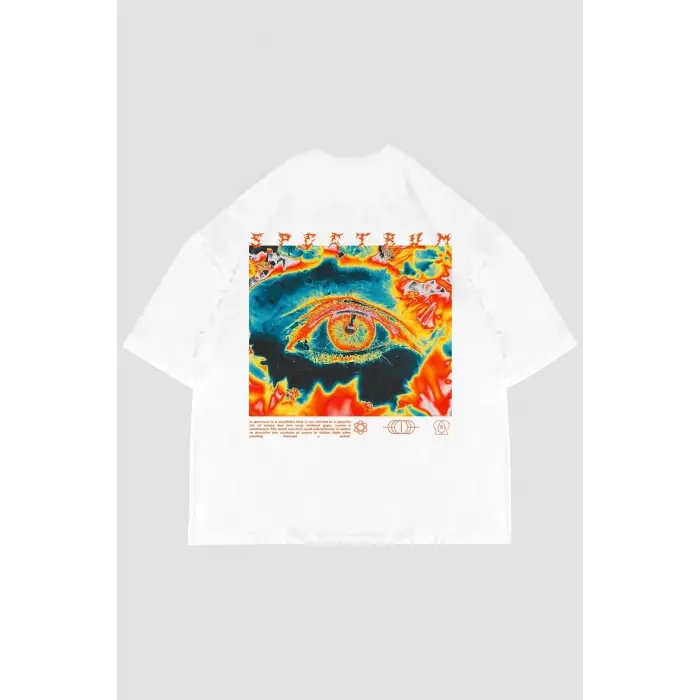 Spectrum Baskılı Beyaz Oversize Unisex