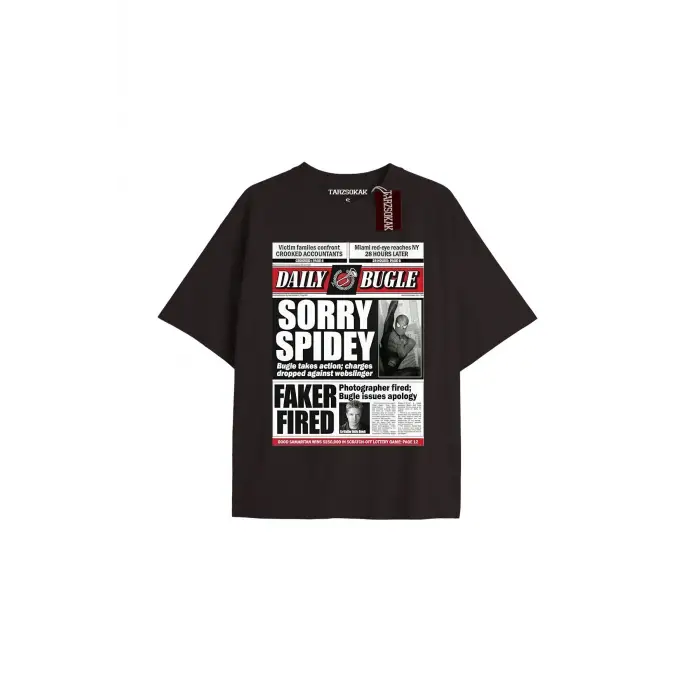 Spider-Man Gazete baskı Model No Way Home Tshirt