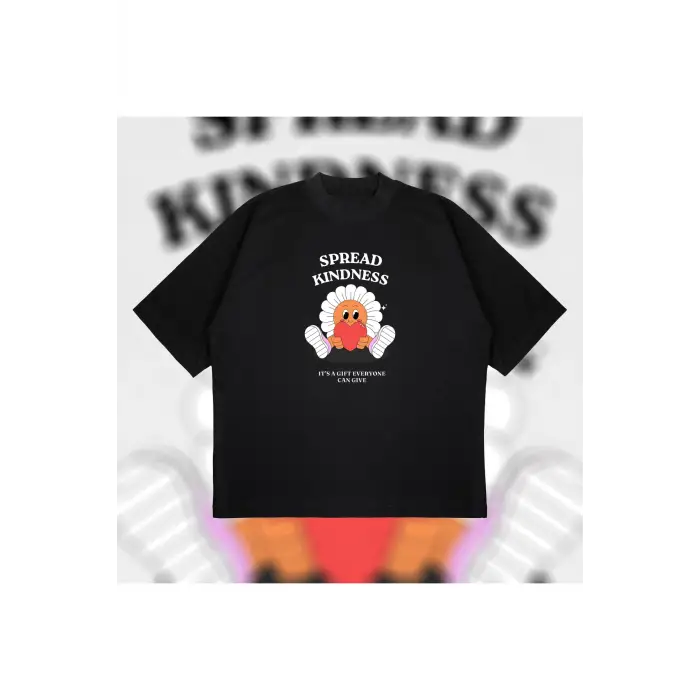 Spread Kindness Oversize Unisex Pamuklu Nefes Alan Kalın Kumaşlı