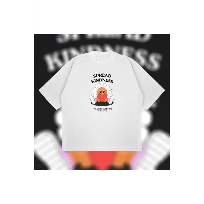 Spread Kindness Oversize Unisex Pamuklu Nefes Alan Kalın Kumaşlı