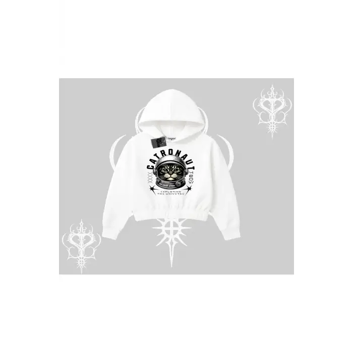 Stay Cool Kedi Baskılı Biskilet Sweatshirt