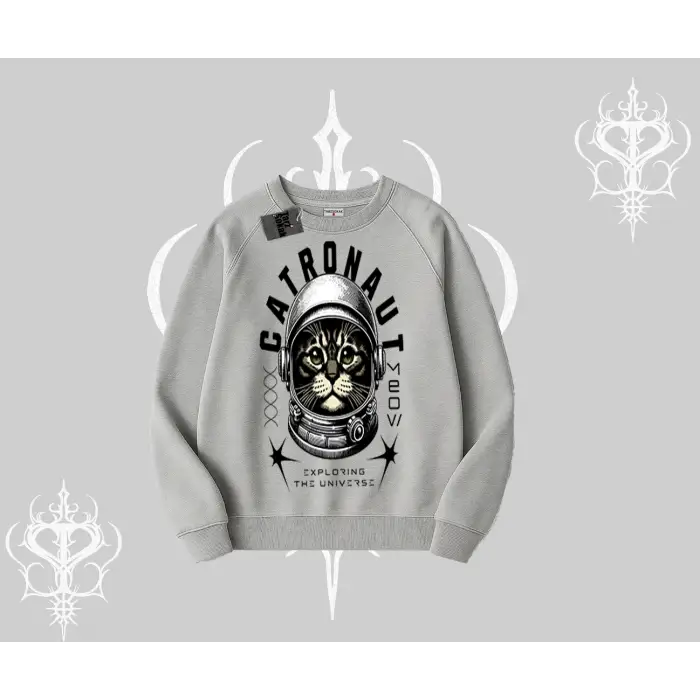 Stay Cool Kedi Baskılı Biskilet Sweatshirt