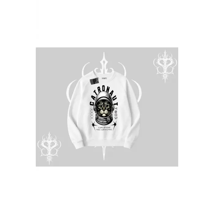Stay Cool Kedi Baskılı Kapşonlu Sweatshirt