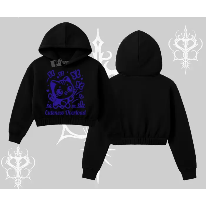 Stay Cool Kedi Baskılı Kayık Yaka Sweatshirt