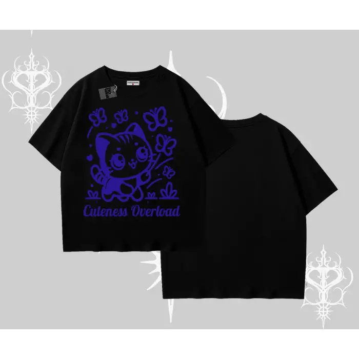 Stay Cool Kedi Baskılı Kayık Yaka Tshirt