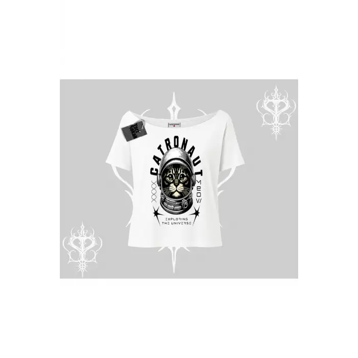 Stay Cool Kedi Baskılı Oversize Tshirt