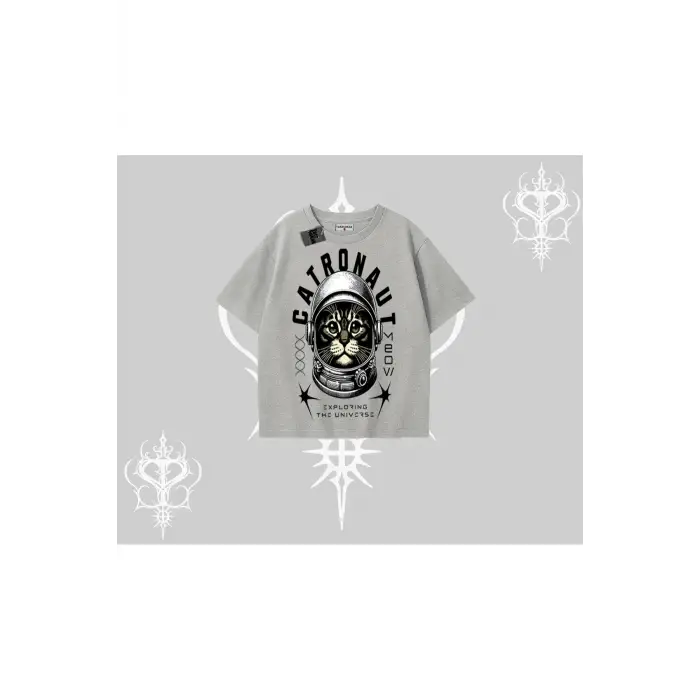Stay Cool Kedi Baskılı Oversize Tshirt