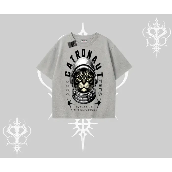 Stay Cool Kedi Baskılı Oversize Tshirt