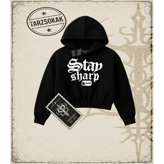 STAY SHARP Kadın Crop Kapşonlu Sweatshirt