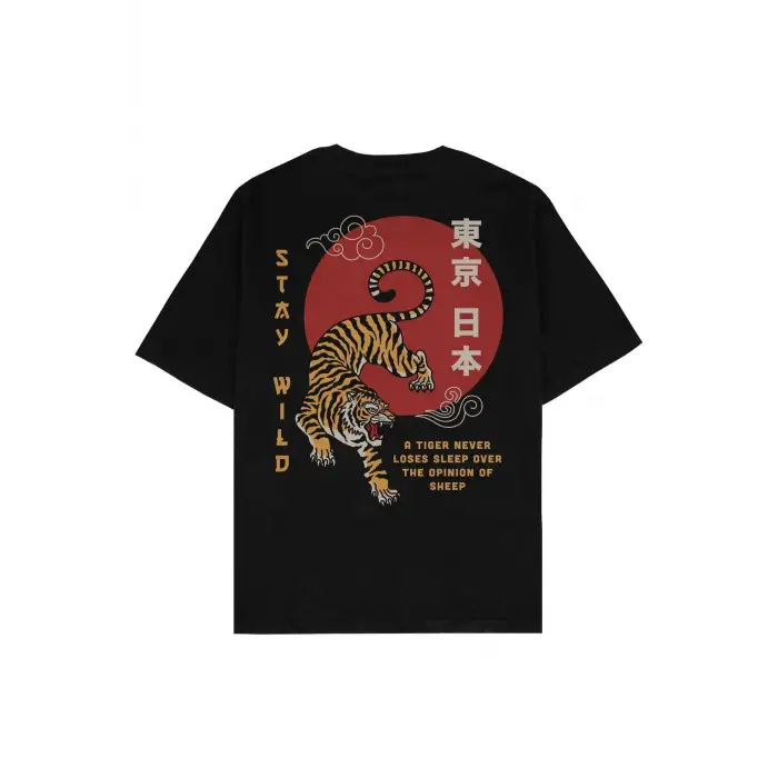 Stay Wild Siyah Oversize Unisex T-shirt