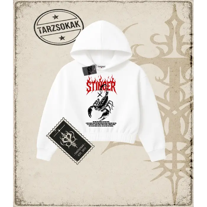 STINGER Kadın Crop Kapşonlu Sweatshirt