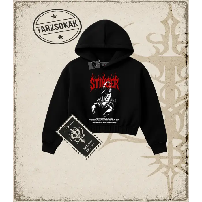 STINGER Kadın Crop Kapşonlu Sweatshirt