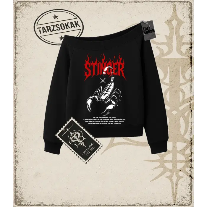 STINGER Kadın Kayık Yaka Sweatshirt