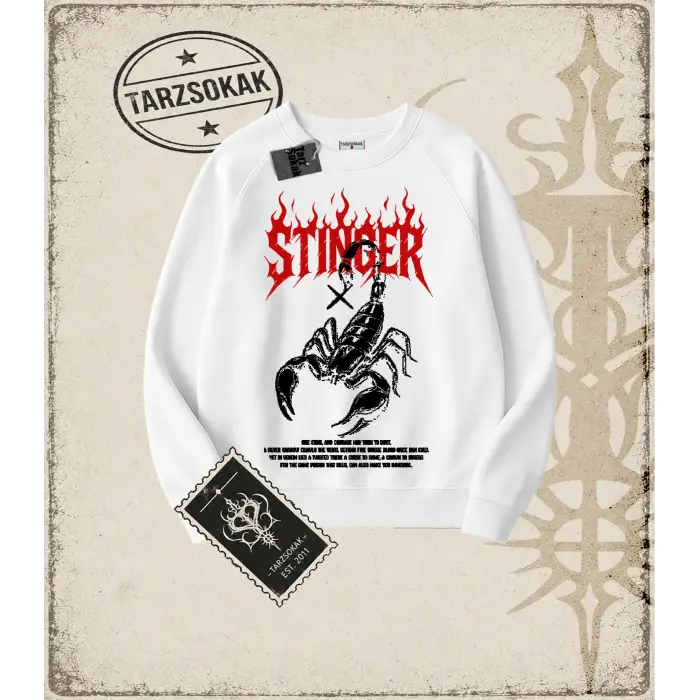 STINGER Oversize Unisex Bisiklet Yaka Sweatshirt