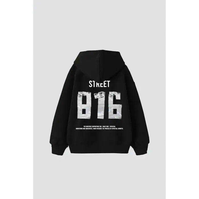 Street 816 Baskılı Oversize Unisex Premium Siyah