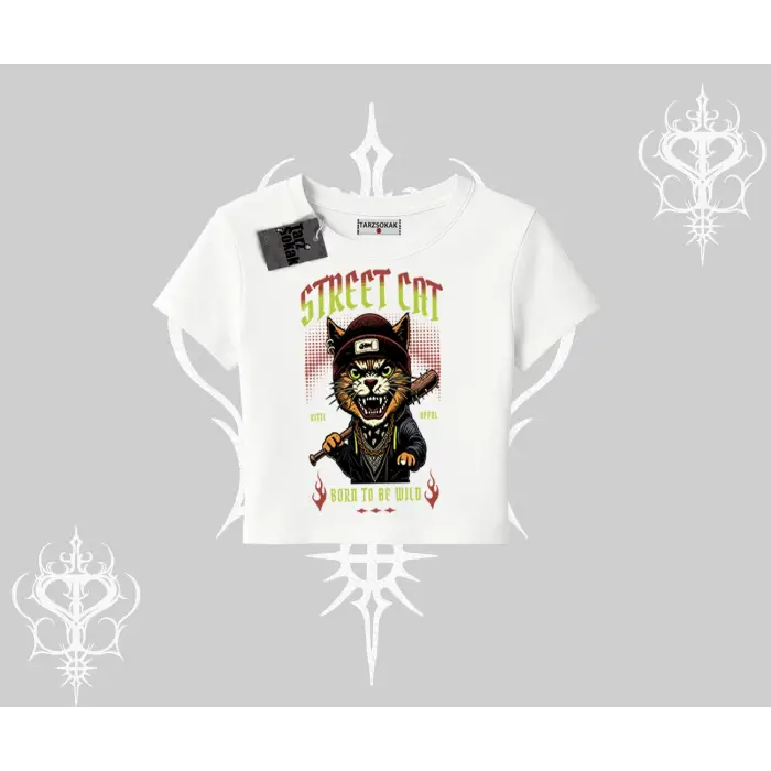 Street Cat Kedi Baskılı Babby Tee Tshirt