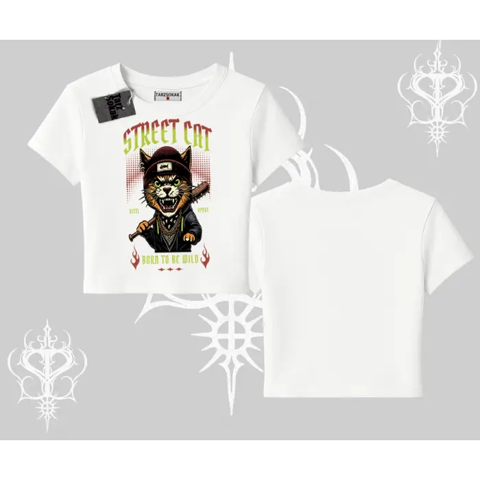 Street Cat Kedi Baskılı Babby Tee Tshirt