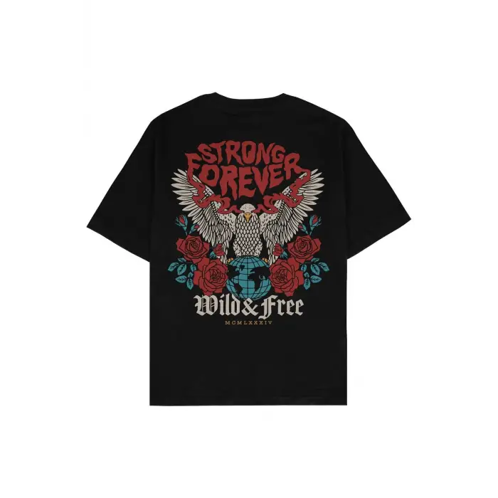 Strong Forever Siyah Oversize Unisex T-shirt