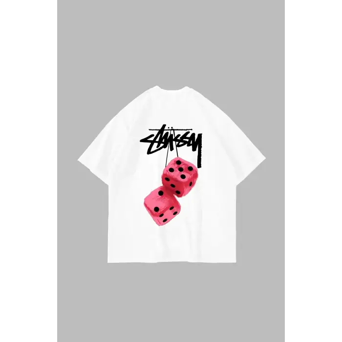Sts. Dice Sırt Baskılı Oversize Unisex Beyaz