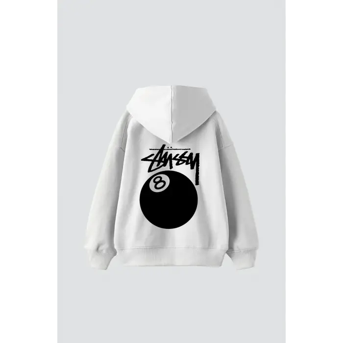 Sts. Eight Ball Baskılı Oversize Unisex Beyaz
