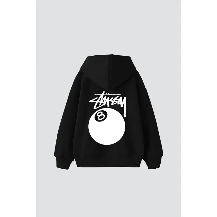 Sts. Eight Ball Baskılı Oversize Unisex Siyah