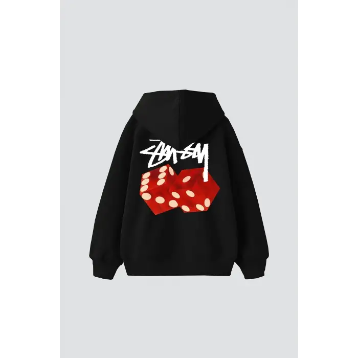 Sts Red Dıce Baskılı Oversize Unisex Siyah