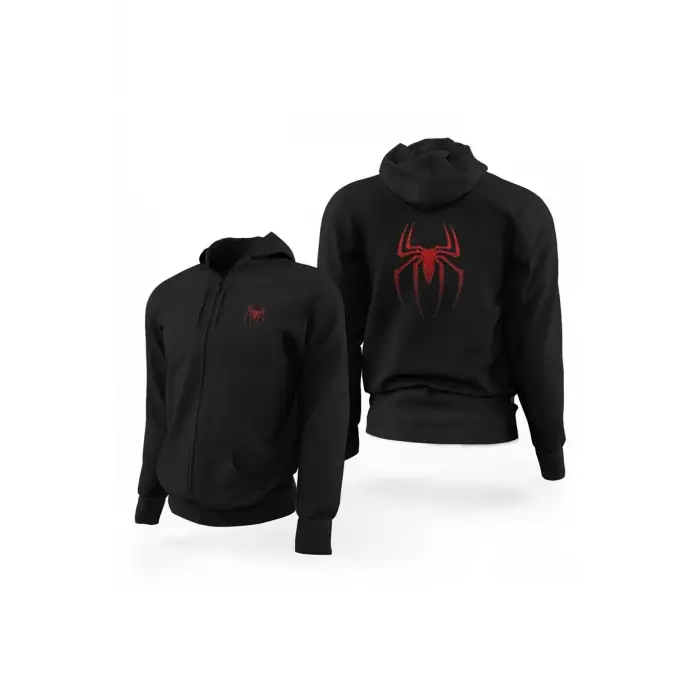 Suit Spiderman Fermuarlı Kaps?onlu Sweatshirt 12927